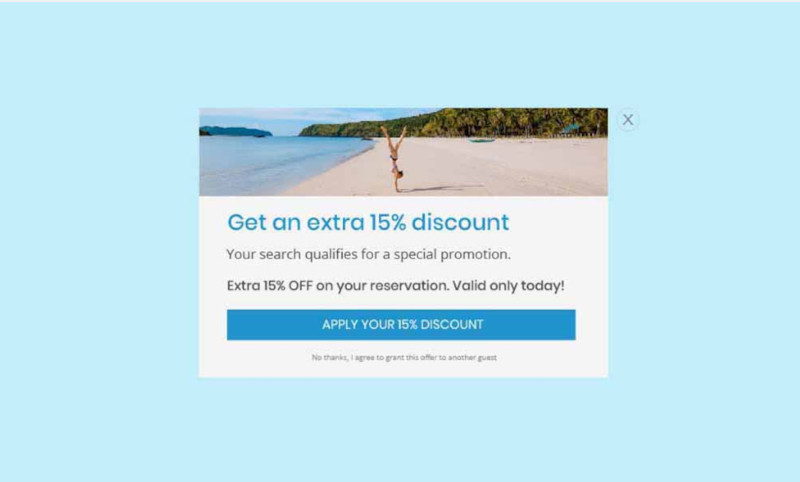 A popup with minimal design that applies a coupon with one click